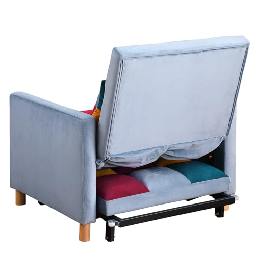3-in-1 Convertible Chair Bed, 31.5 Inch Pull Out Sofa Bed with Adjustable Backrest, Solid Wood Feet D168341