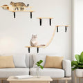 Set of 5 Cat Wall Shelves with 2 Cat Food Bowls, 1 Bridge Ladder & 3 Cat Wall Steps B158875