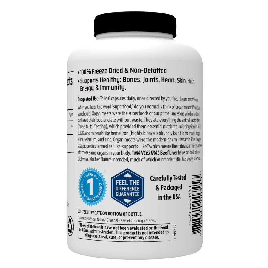 3000 mg Beef Liver Capsules, 180 Count Q4646