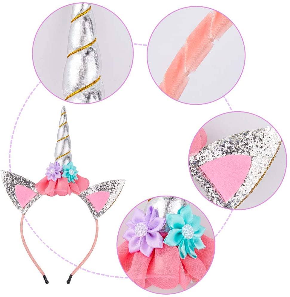 Silver Unicorn Headband and Birthday Sash Set F219658
