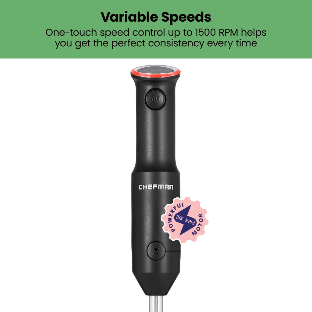 Black Cordless Handheld Immersion Blender with Stainless-Steel Blade G407