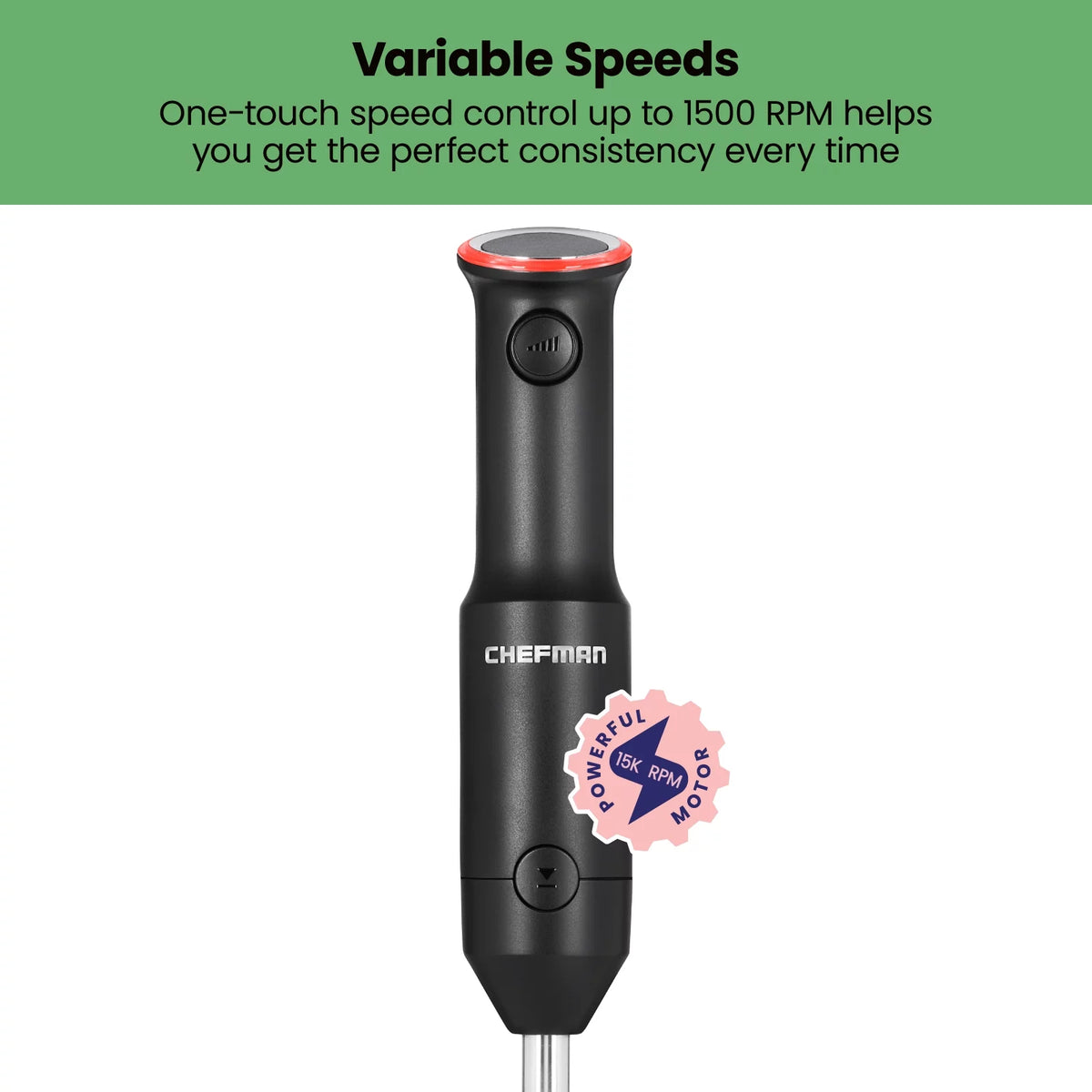 Black Cordless Handheld Immersion Blender with Stainless-Steel Blade G407