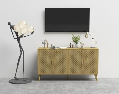 4 Doors Wood Sideboard Cabinet with Adjustable Shelves T560017