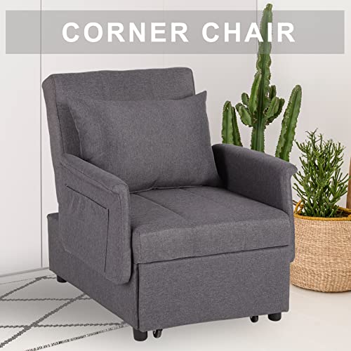 Black 3 in 1 Pull Out Sleeper Sofa Chair with Pillow X42019
