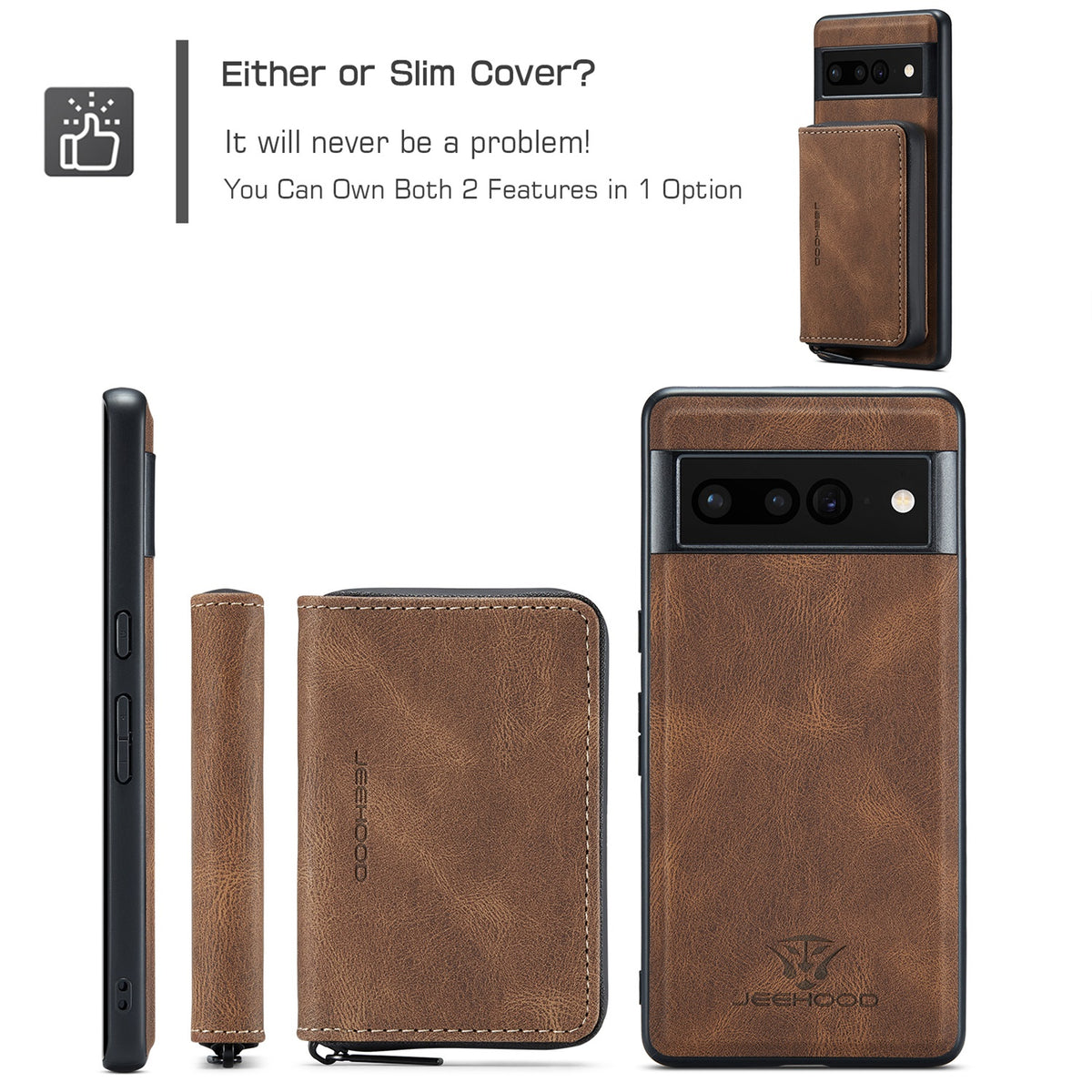 Brown Wallet Case for Google Pixel Fold 5G with Screen Protector J962260