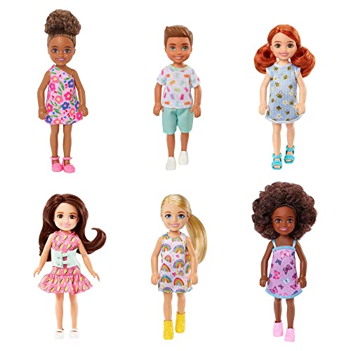 Chelsea Doll with Long Blonde Hair & Blue Eyes Wearing Removable Purple Flowered Dress & Yellow Shoes O737577