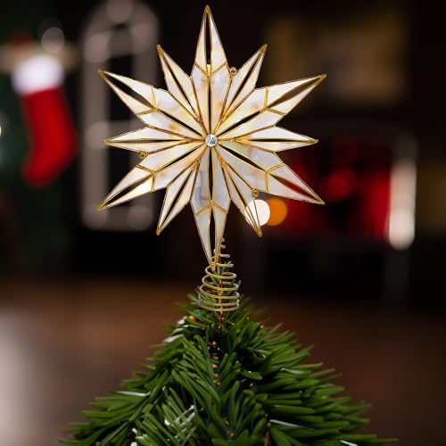 10-Light 12-Point Capiz Star Treetop Z12316