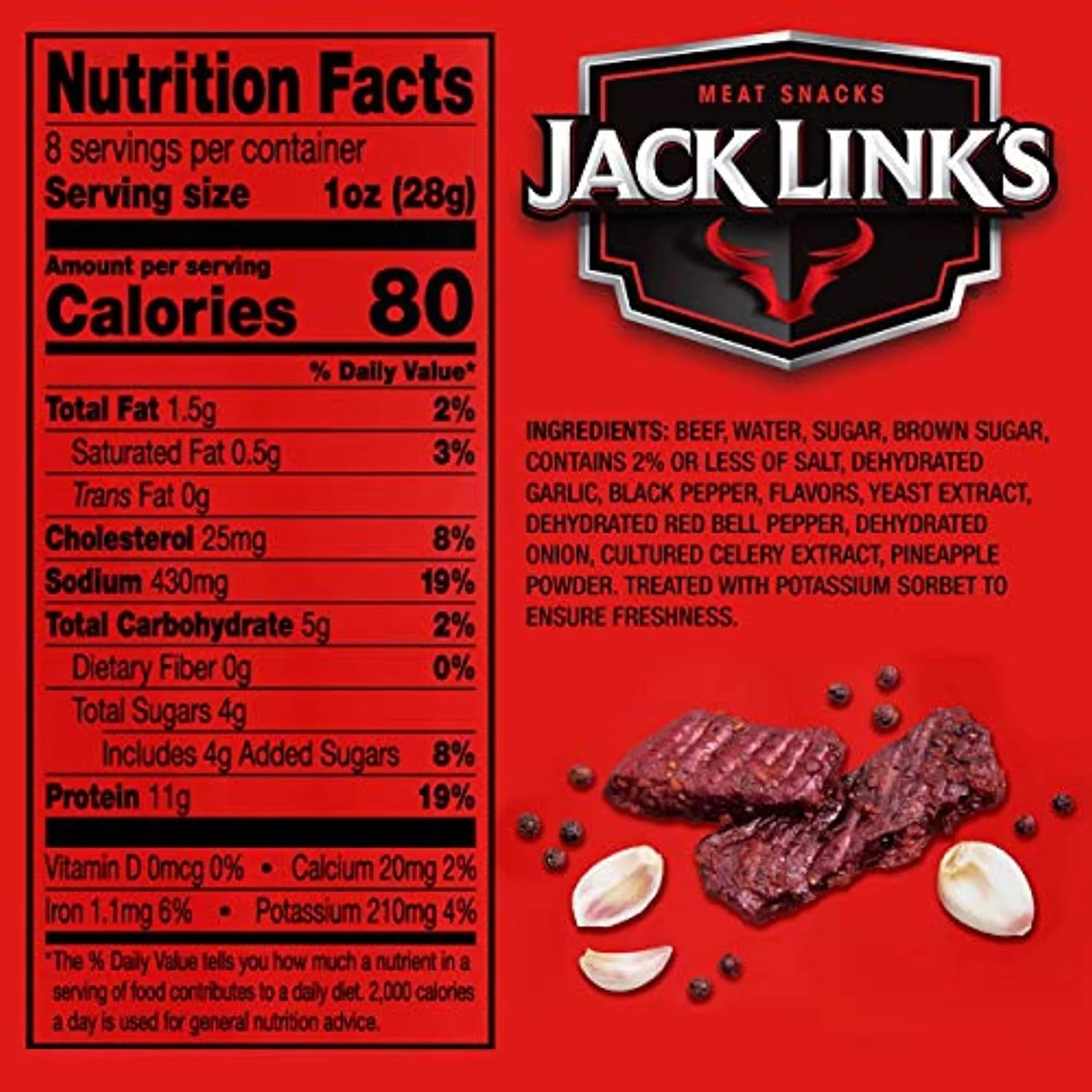 Beef Jerky Cracked Pepper & Garlic 8 Ounce Pack of 2 R67693
