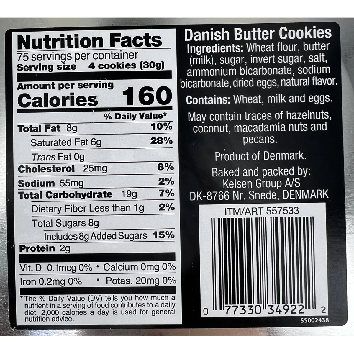 80 Ounce Danish Butter Cookies in Decorative Holiday Tin D537
