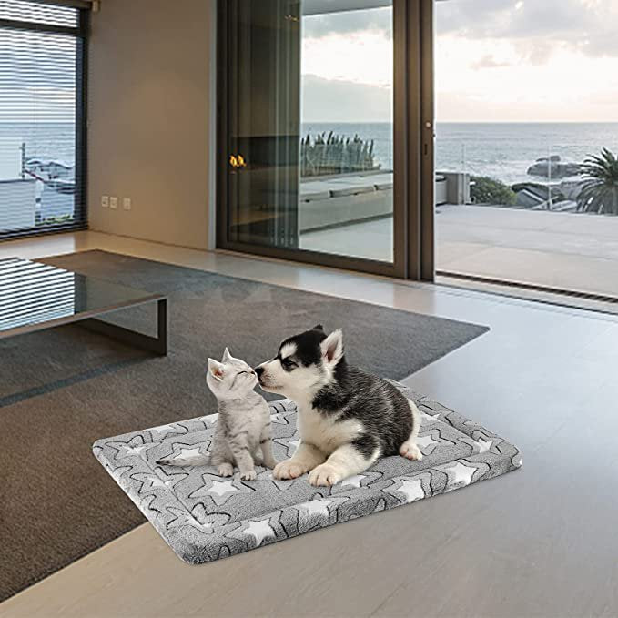Reversible Machine Washable Grey Dog Crate Pad N4288