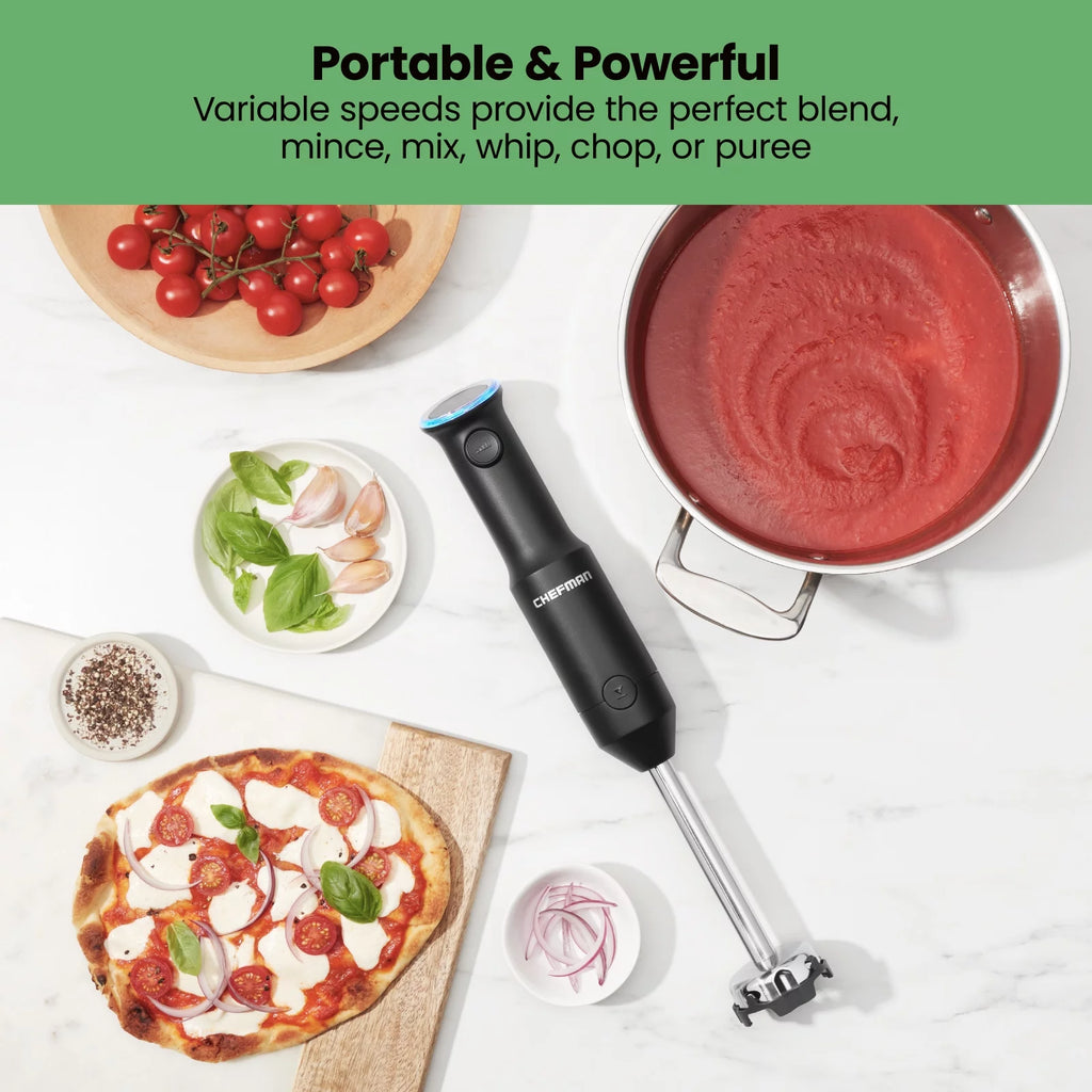 Black Cordless Handheld Immersion Blender with Stainless-Steel Blade G407