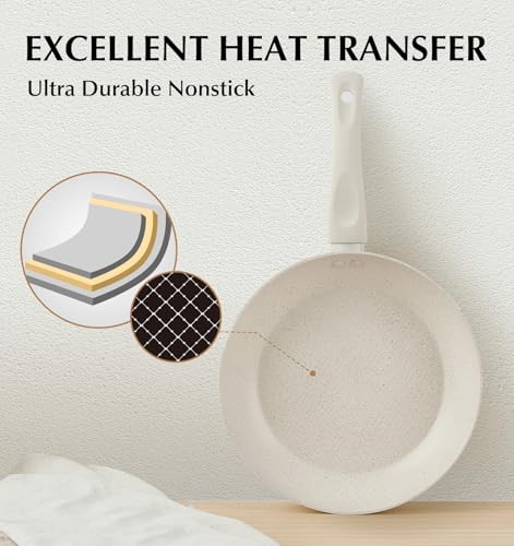 White 10 Inch Nonstick Marble Frying Pan I726