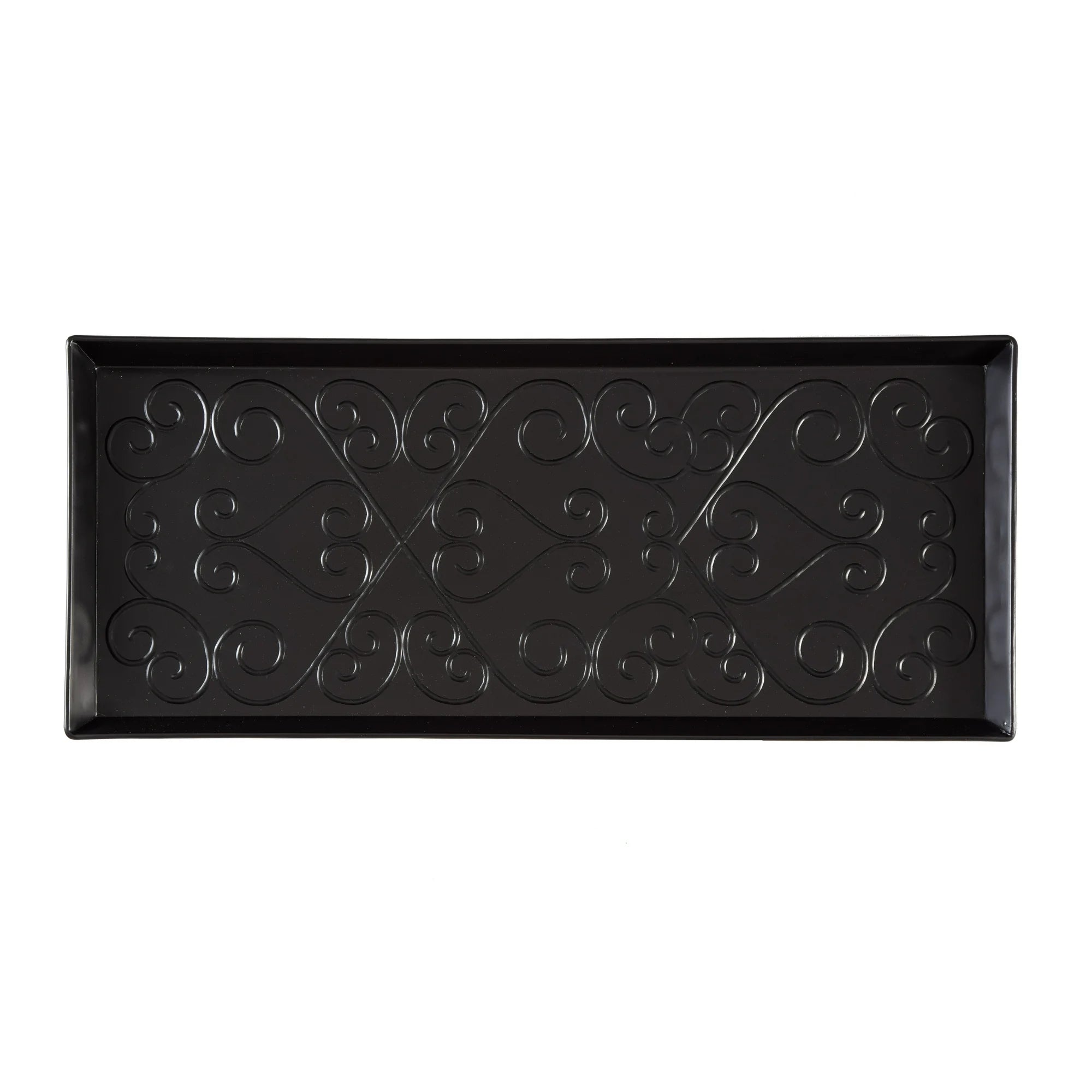 Black Metal Boot Tray with Coir Insert O442080