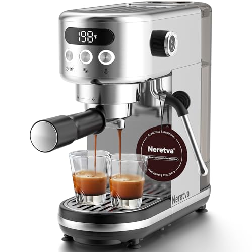 20 Bar Espresso Machine with LED Display & Milk Frother Stainless Steel W451