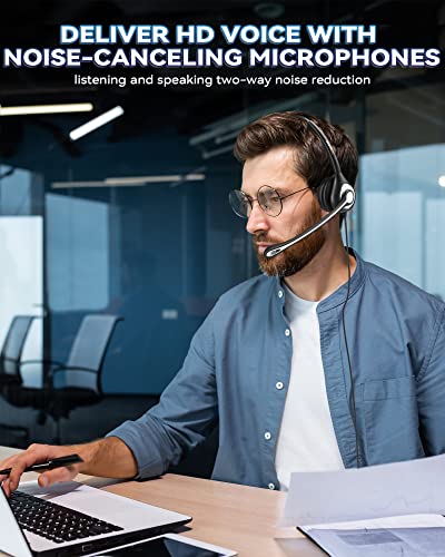 Corded Telephone Headset with Noise Canceling Mic and Quick Disconnect T33908