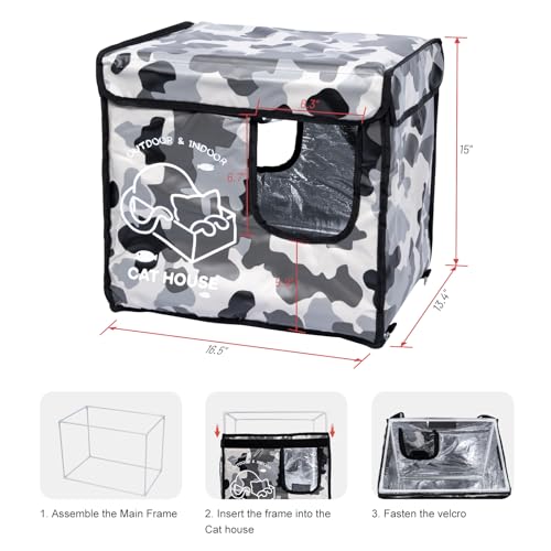 Insulated Waterproof Oxford Cloth Cat Shelter (Green) O19870