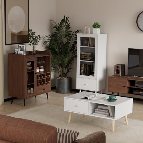 Brown Wood Coffee Bar Cabinet with Storage F94409