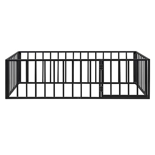 Full Montessori Floor Bed with Door (Black) S99835