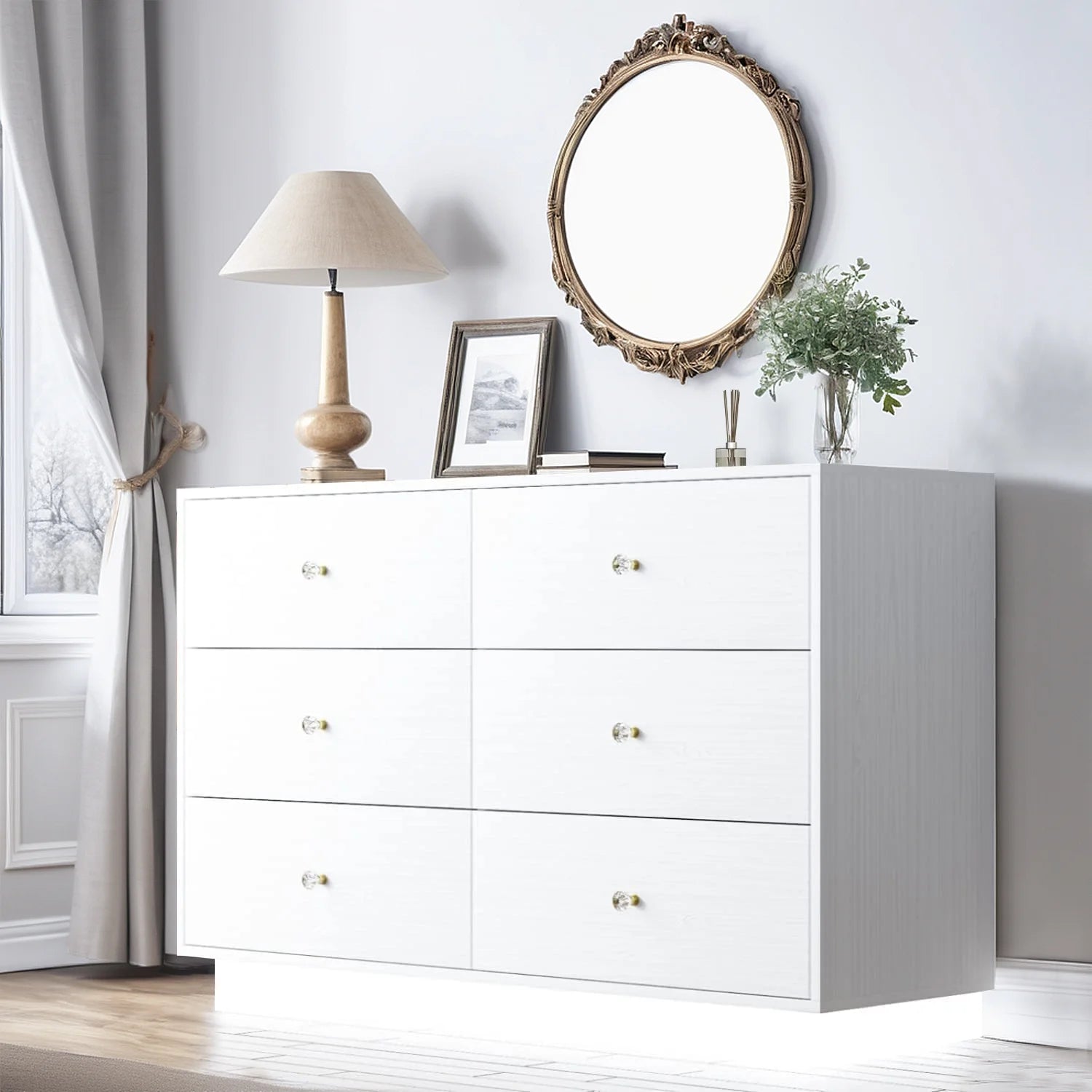 White 6 Drawer Dresser S880