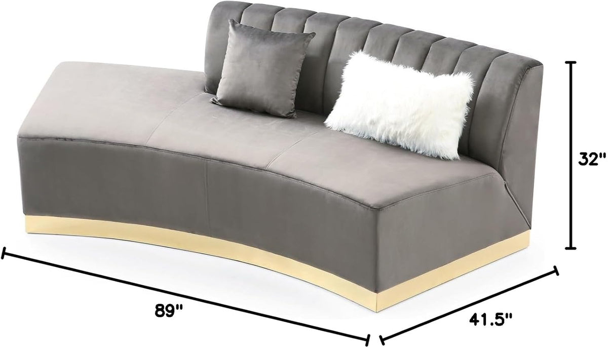 Dark Gray Armless Velvet Curved Sofa A57320