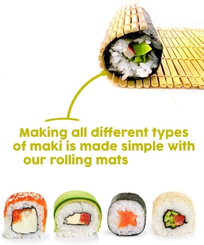 Bamboo Sushi Making Kit with Maki Maker, Sushi Mat, Onigiri Mold Set, Sushi Plate, Chopstick Set, Rice Paddle R149828
