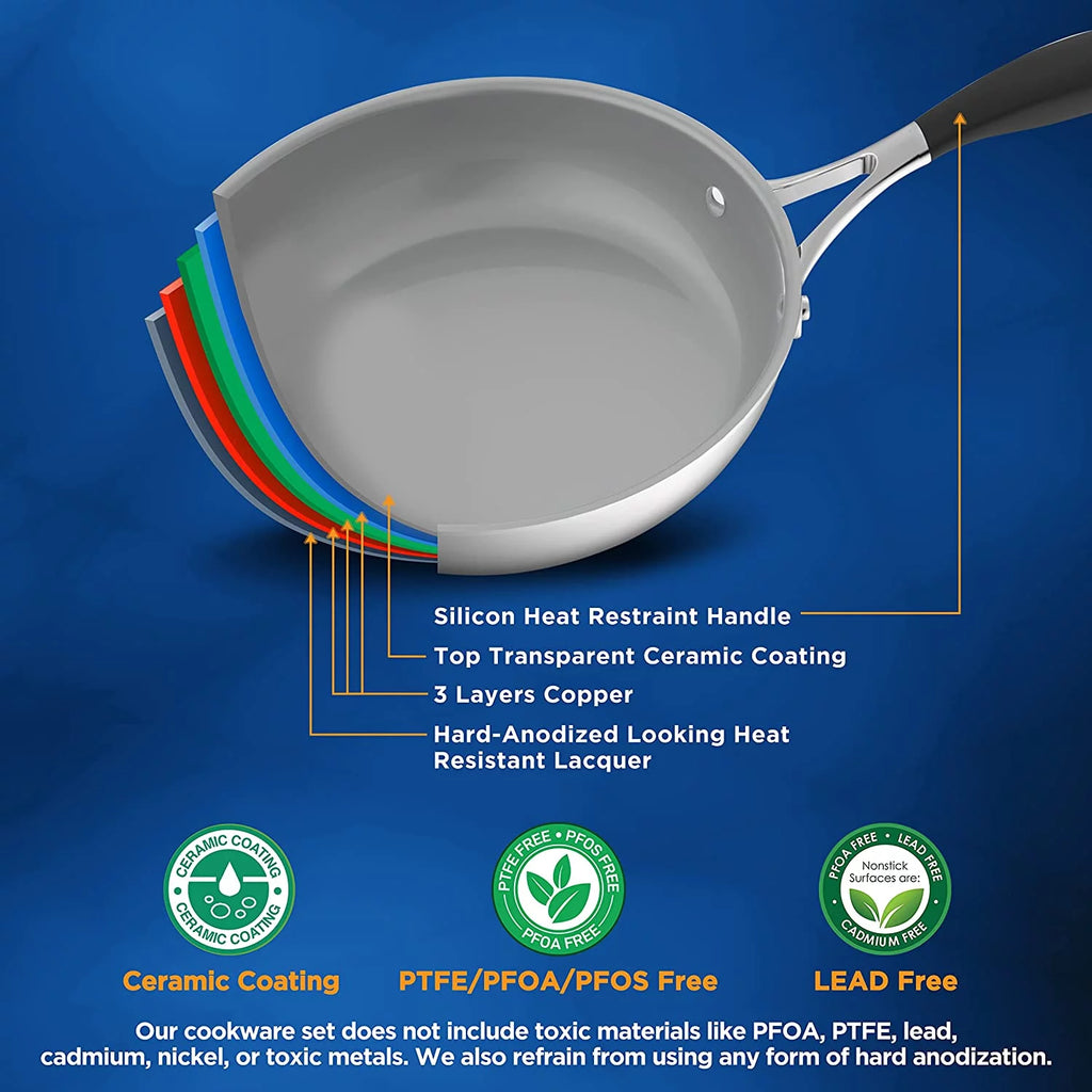 16-Piece Non-Stick Ceramic Cookware Set with Nylon Utensils D882