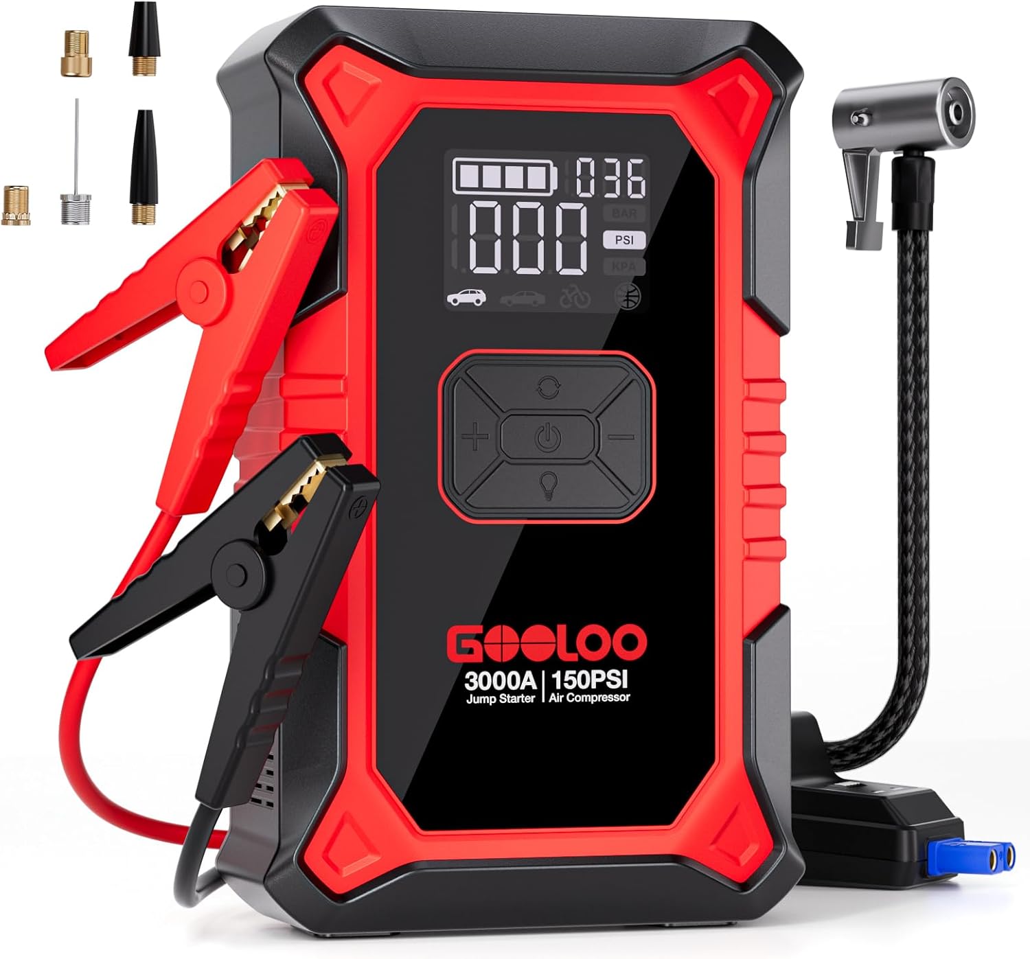 3000A Portable Car Battery Booster with 150PSI Tire Inflator P95064