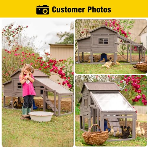 Red with White Wooden Chicken Coop with Wheels Z115328