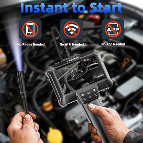 IP67 Waterproof Borescope Camera with 8 Adjustable LED Lights, 4.3" LCD Screen, HD 1080P, 16.5ft Semi-Rigid Cord L2629