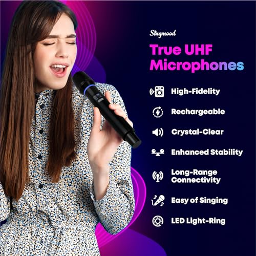Portable Bluetooth Karaoke Machine with 2 Wireless Microphones N63836
