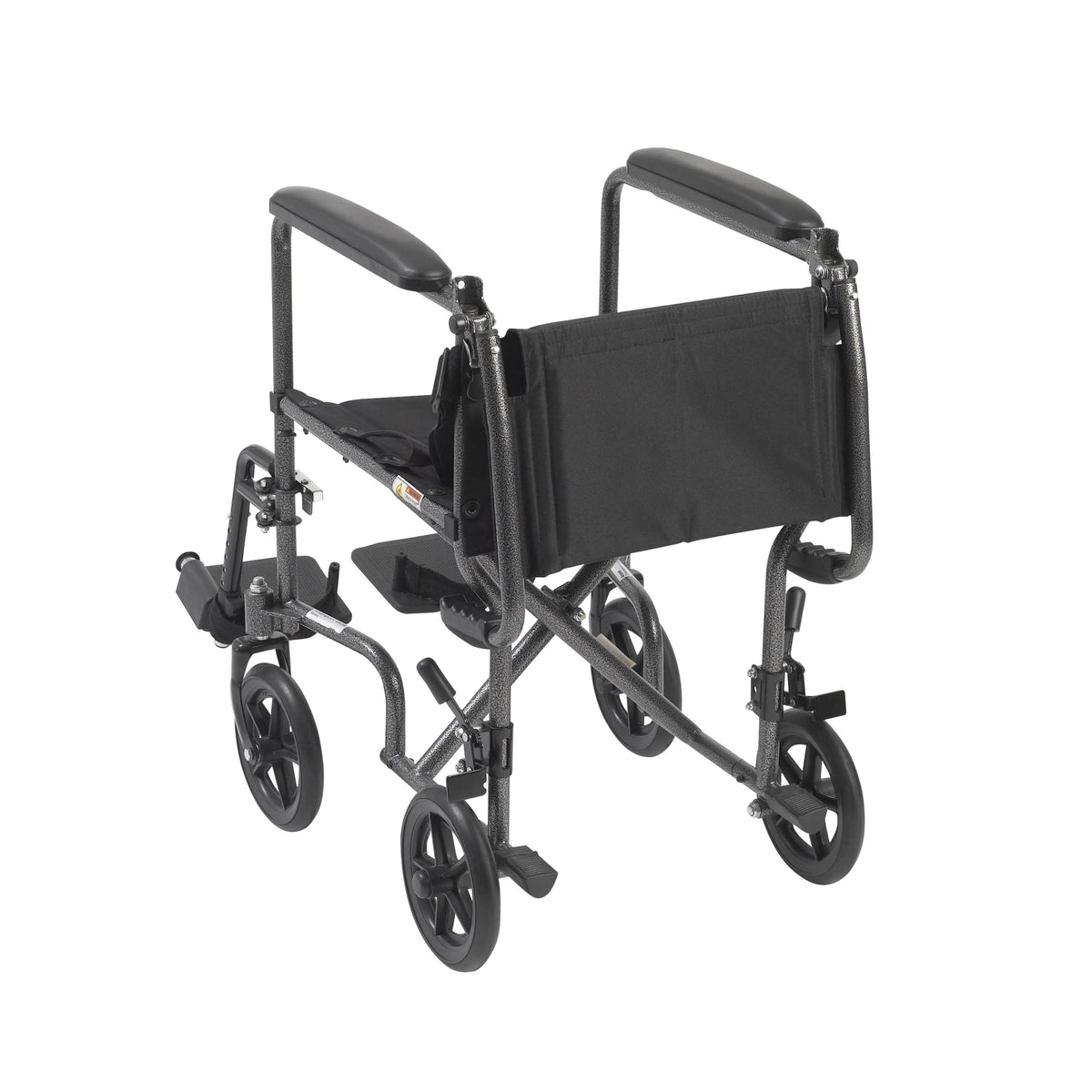 Lightweight Steel Transport Wheelchair, Fixed Full Arms, 19" Seat O5405