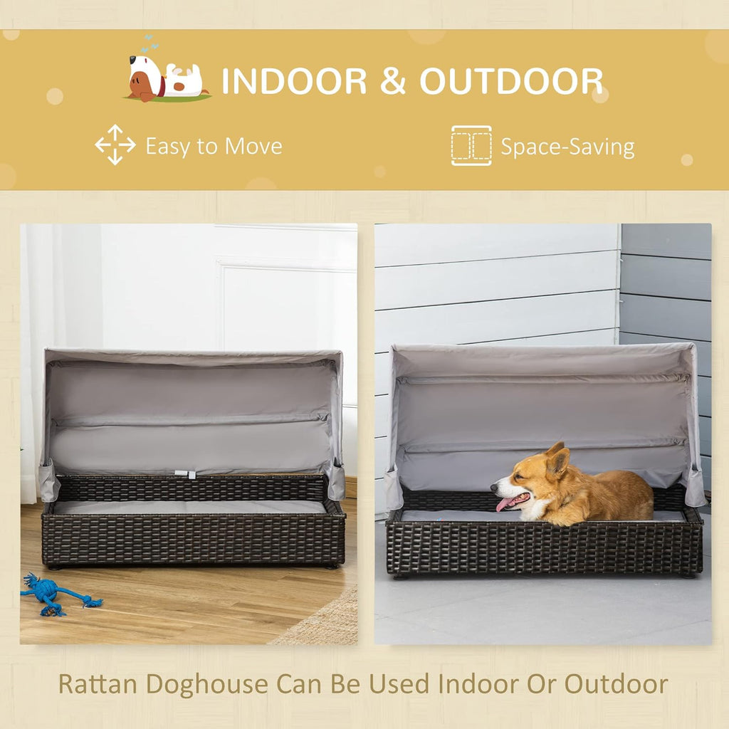 Elevated Rattan Pet Sofa with Waterproof Cushion O904