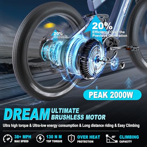 Dual Battery 48V 35AH 2000W 80-155 Miles Electric Bike 26" Fat Tire Full Suspension EBike with Dual Hydraulic Brakes J77733