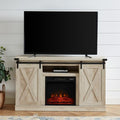 White Oak Electric Fireplace TV Stand with Sliding Barn Door, 54"x15.5"x31" F12897