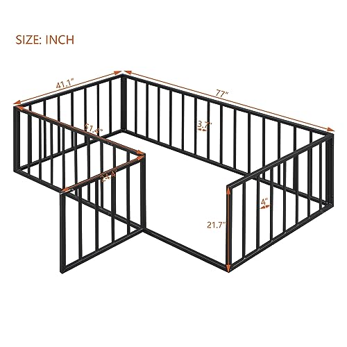 Full Montessori Floor Bed with Door (Black) S99835