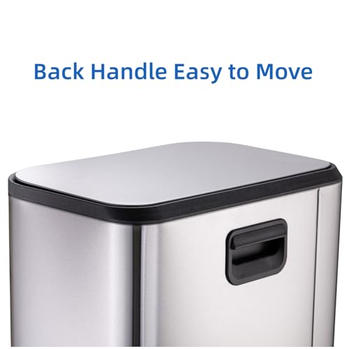 13 Gallon Stainless Steel Step Trash Can with Soft Close Lid W2025