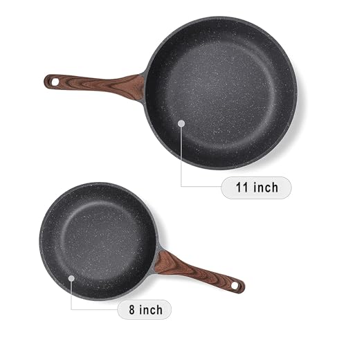 Nonstick Frying Pan Skillets, Swiss Granite Coating, PFOA Free (9.5+11+12.5 Inch) Y16680