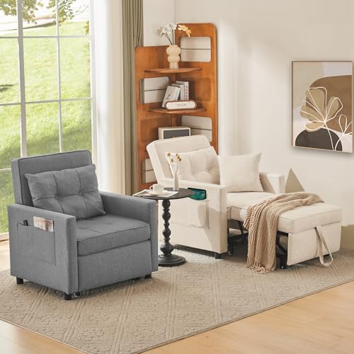 3 in 1 Convertible Sleeper Chair Bed with 2 Pillows and Backrest W32164