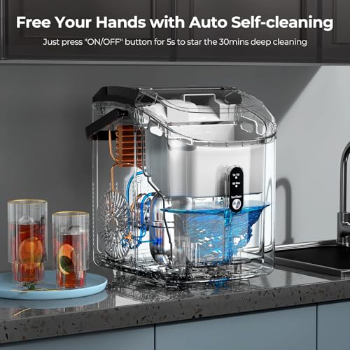 Black Countertop Nugget Ice Maker with Self-Cleaning P30599