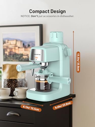 Compact 4 Cup Espresso Machine with Milk Frother D353