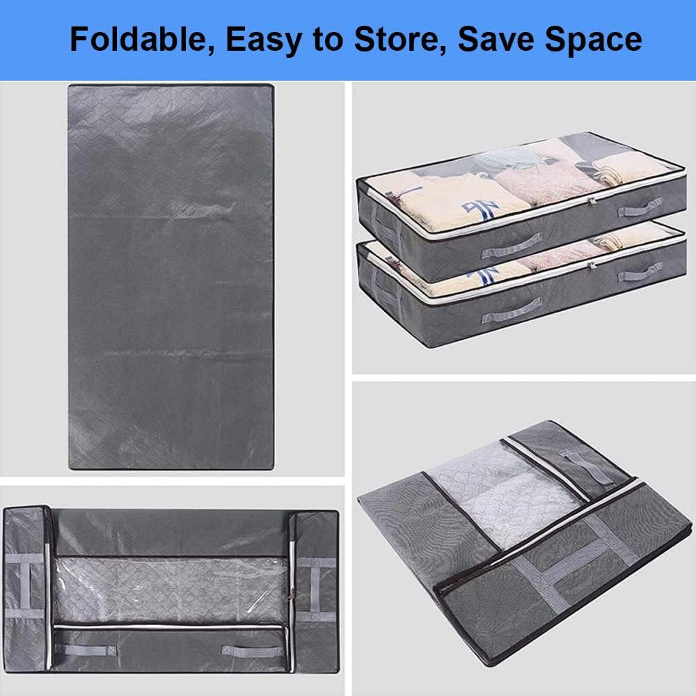 Black 4-Pack Large Underbed Storage Bags with Clear Window and Handles X348