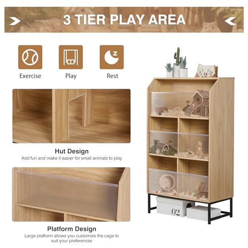3-Tier Small Animals Cage with Acrylic Panels T404591