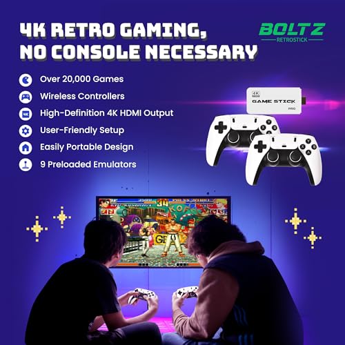 Retro Gaming Console with 40,000+ Classic Video Games, 256GB Storage, 4K HDMI Output, 2 Wireless 2.4GHz Controllers F39343