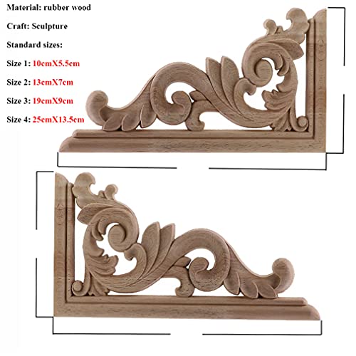 Natural Floral Wood Carved Wooden Figurines Corner Appliques Frame Wall Door Furniture Wood Carving Decorative 10cmX55cm F679