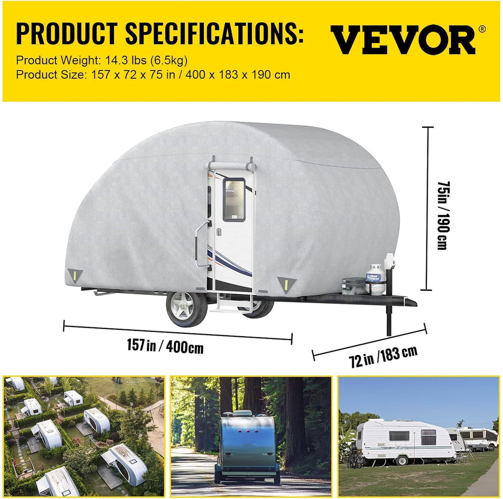 Upgraded Non-Woven 4 Layers Teardrop Trailer Cover with Storage Bag I402497