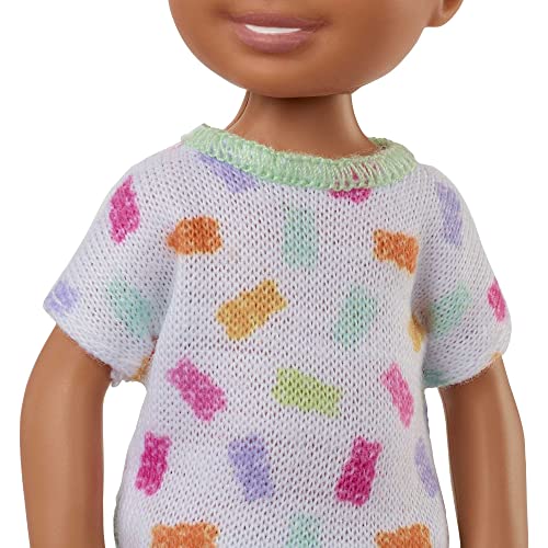Chelsea Doll with Long Blonde Hair & Blue Eyes Wearing Removable Purple Flowered Dress & Yellow Shoes O737577