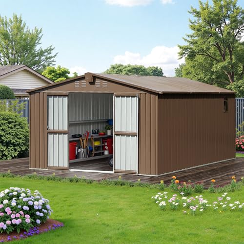 Brown Steel Outdoor Storage Shed R7282
