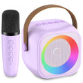 Mini Karaoke Machine with 2 Wireless Microphone & LED Lights R608