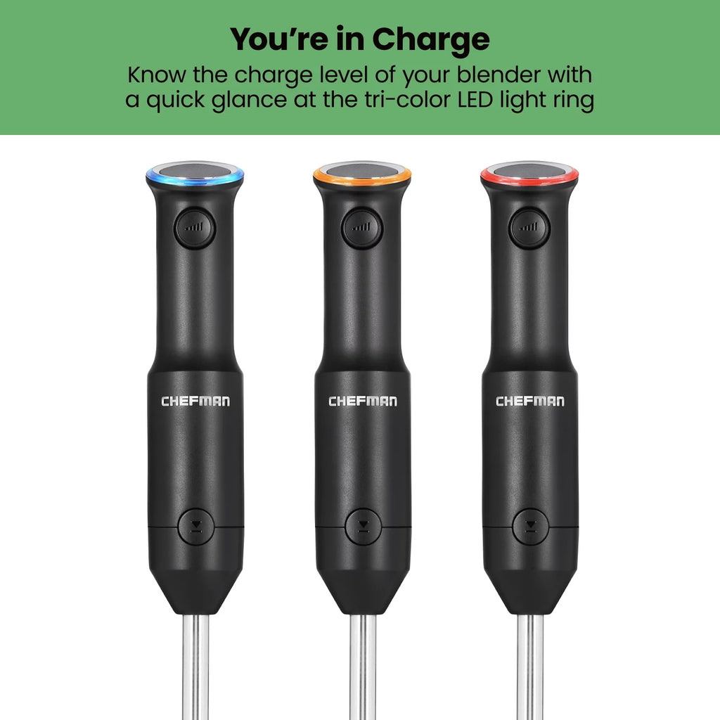 Black Cordless Handheld Immersion Blender with Stainless-Steel Blade G407