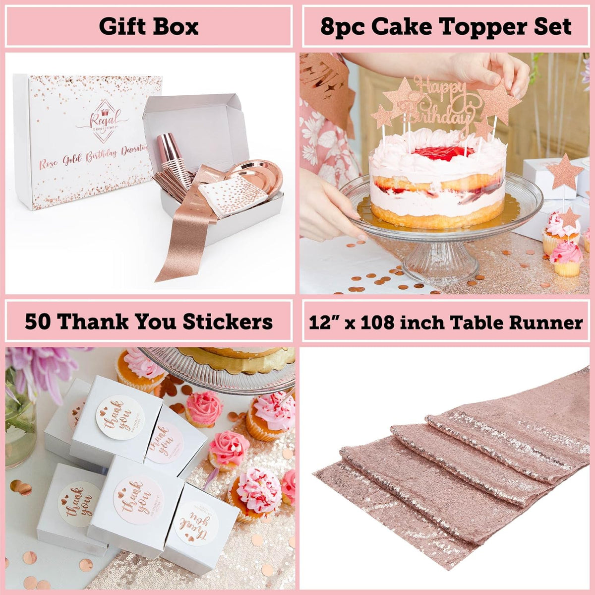 225 PC Rose Gold Birthday Party Decorations Kit A55469